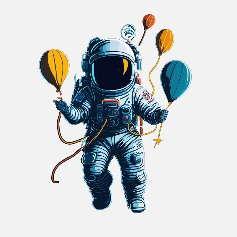 Astronaut with Air Balloons in Space