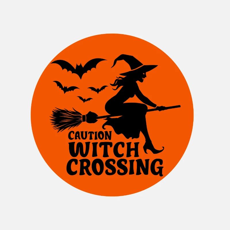 Halloween Witch Broom Caution Witch Crossing