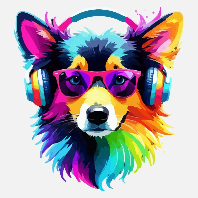 Collie Regenbogen Hund bunt cool süß