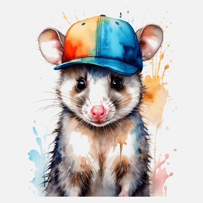 Opossum Snapback Cap Cool Tier Design Print