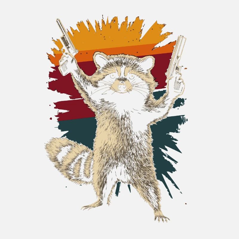 Frecher Waschbär mit 2 Pistolen