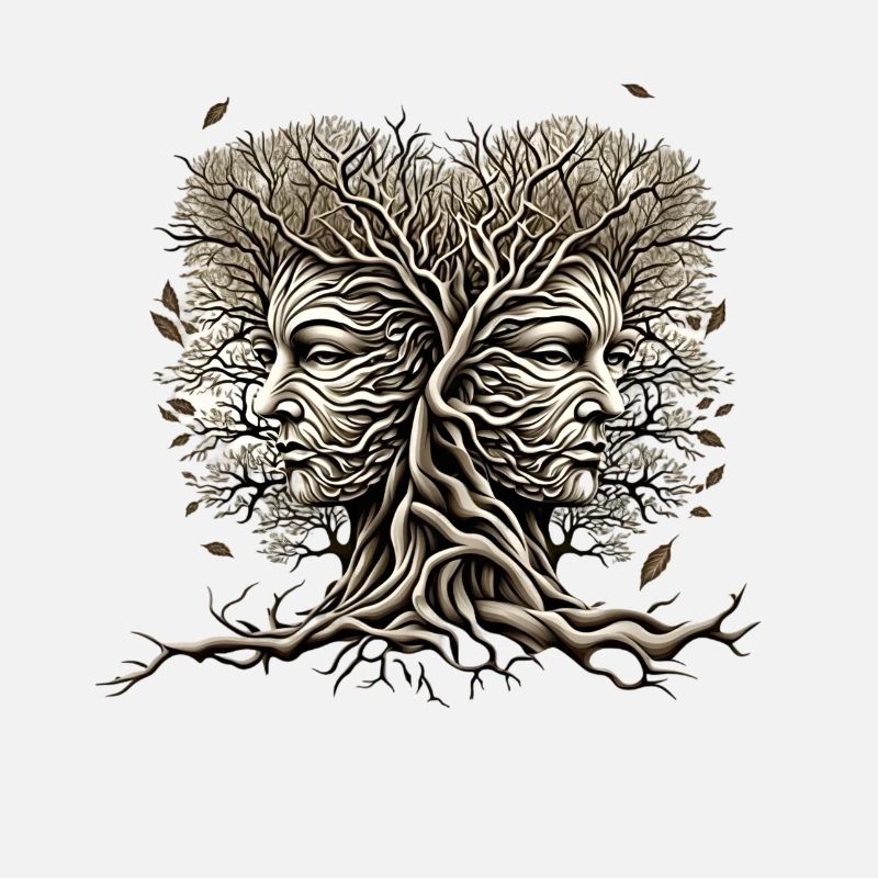 Tree Faces With Leaves Blowing Cool Nature Lover