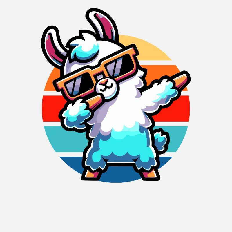 Dabbing Llama Vintage Sunset