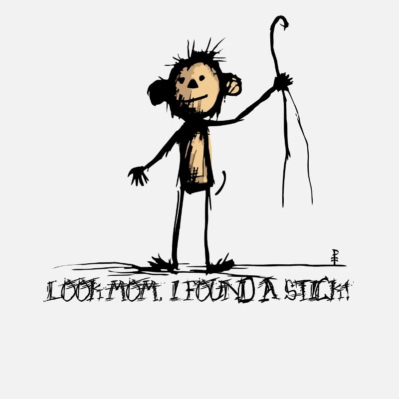 Monkey found a stick