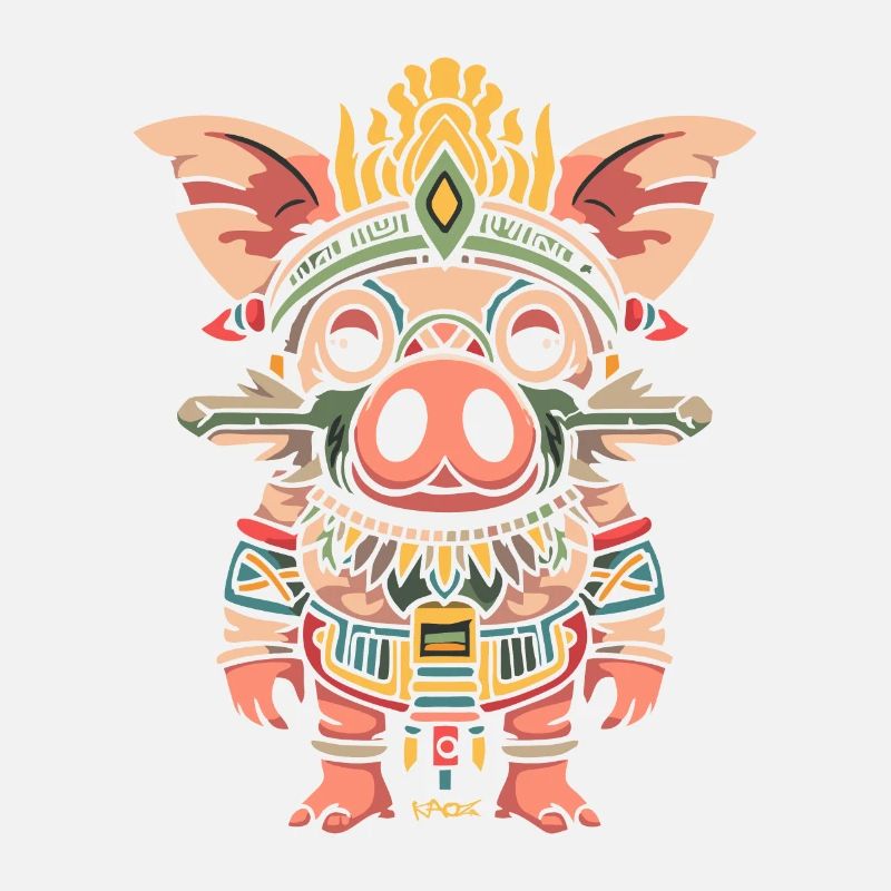 Funny Cute Mayan Aztec Pig