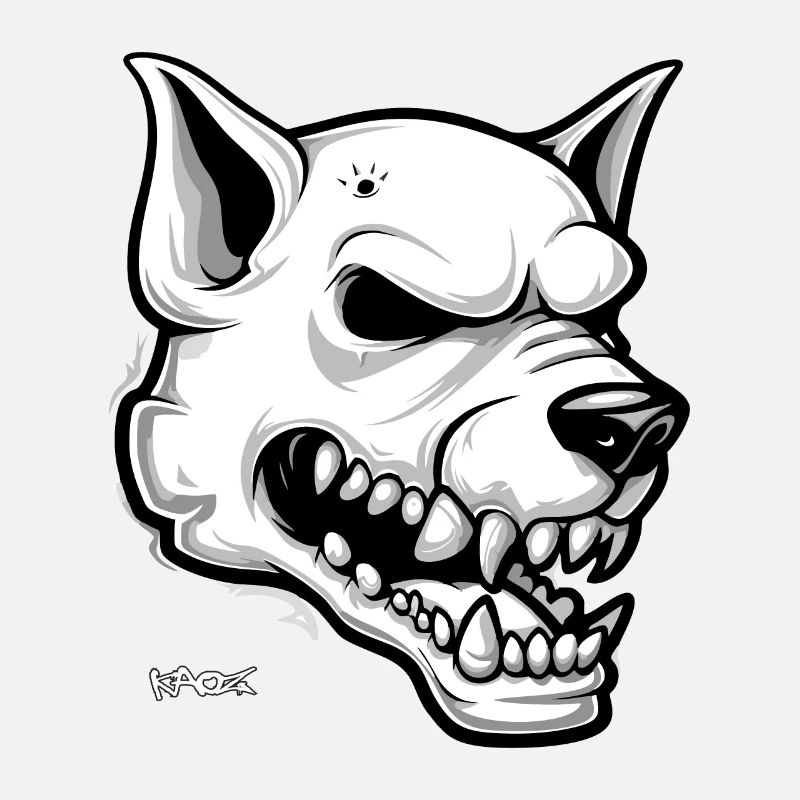 White Dog Skull Skull