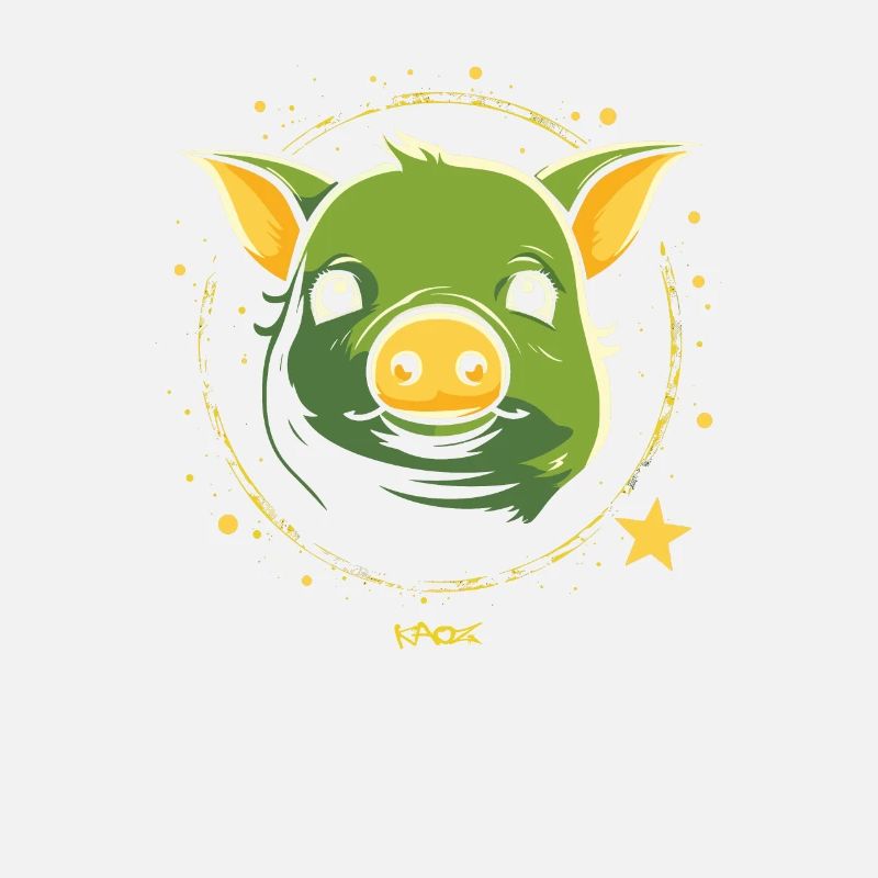 Cute green space pig