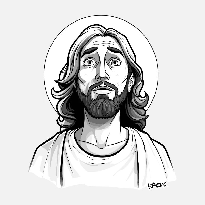Aïe, un gars ressemblant à Jésus avec une auréole