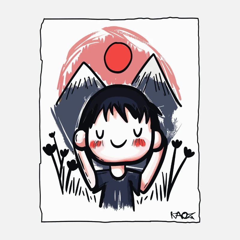 Cartoon boy hears that nature is calling how beautiful