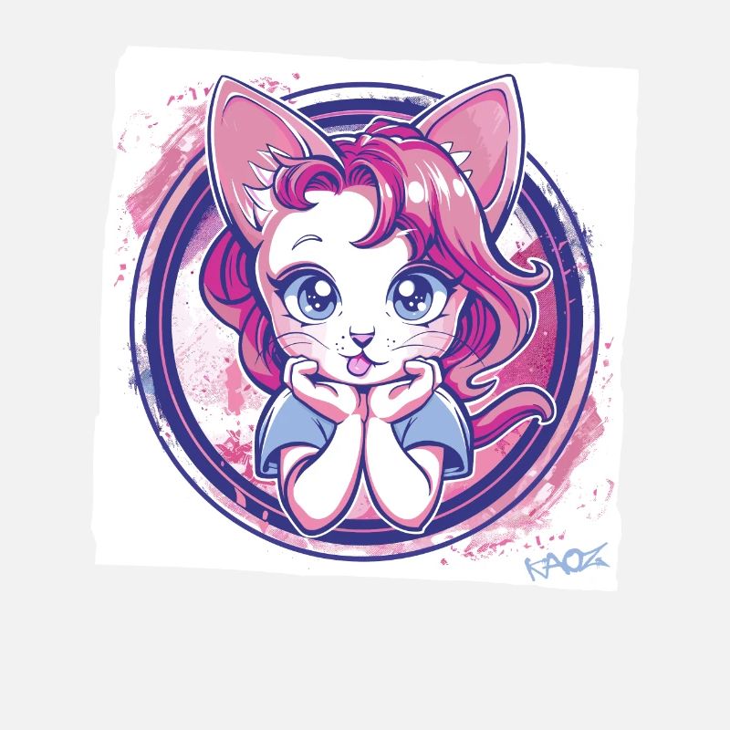 Comic Anime Katze schaut dich an