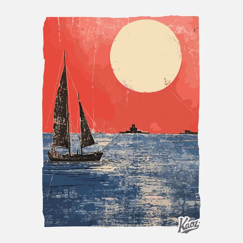 Coucher de soleil et voilier dans l’océan