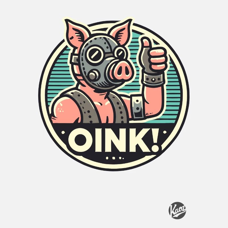 Cochon avec masque : pouce levé et « Oink »