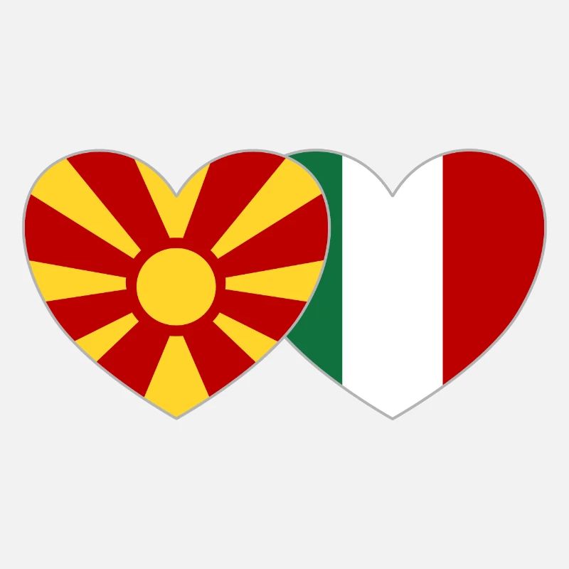 Macédoine Italie Drapeau Coeur