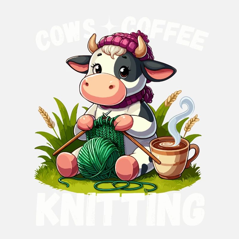 Stricken Kuh Handarbeit Kaffee Wolle Stricknadel