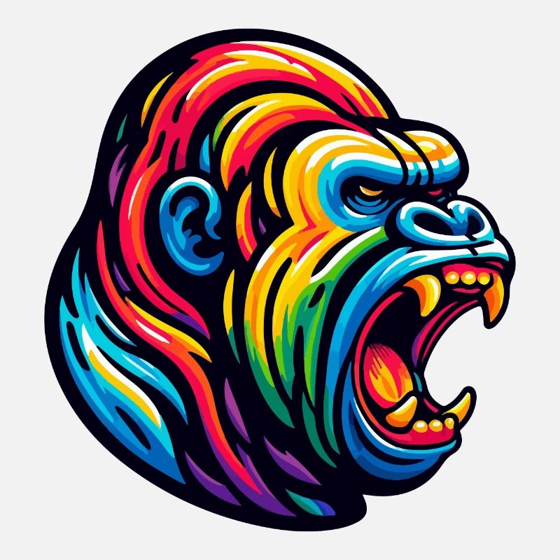 BRÜLLENDER GORILLA AFFE TIER AGGRESSIV BÖSE SCHREI