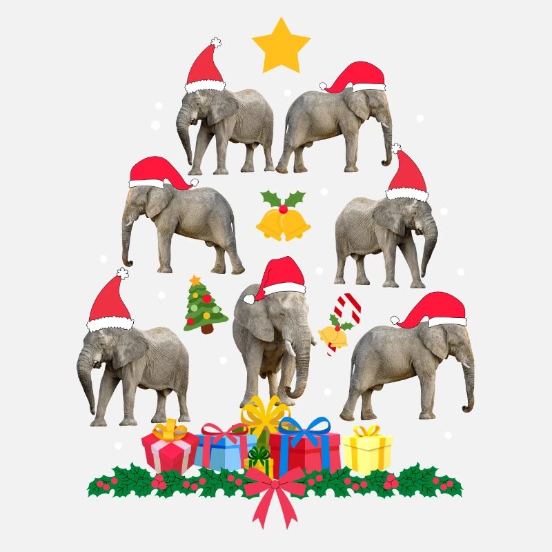 Éléphant à Noël. Cadeau de Noël