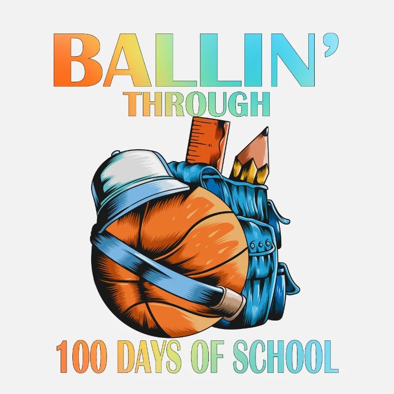 100 Days School Backpack Basketball Pens Ruler