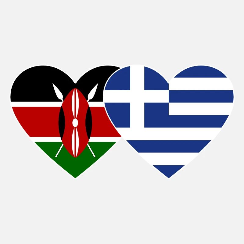 Kenya Greece Flag Heart