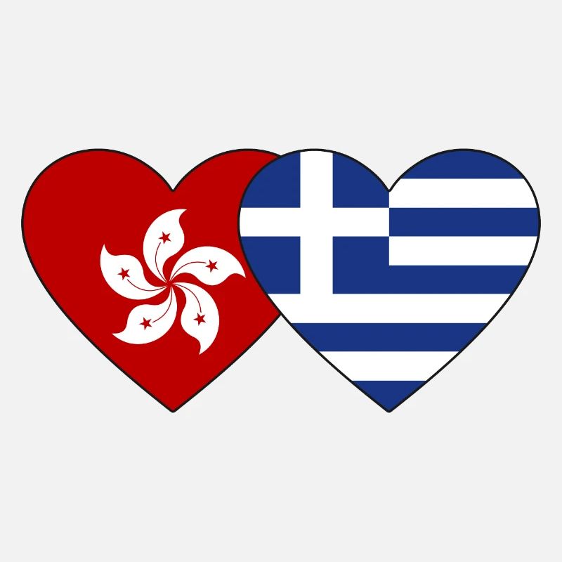Hong Kong Grèce Drapeau Coeur