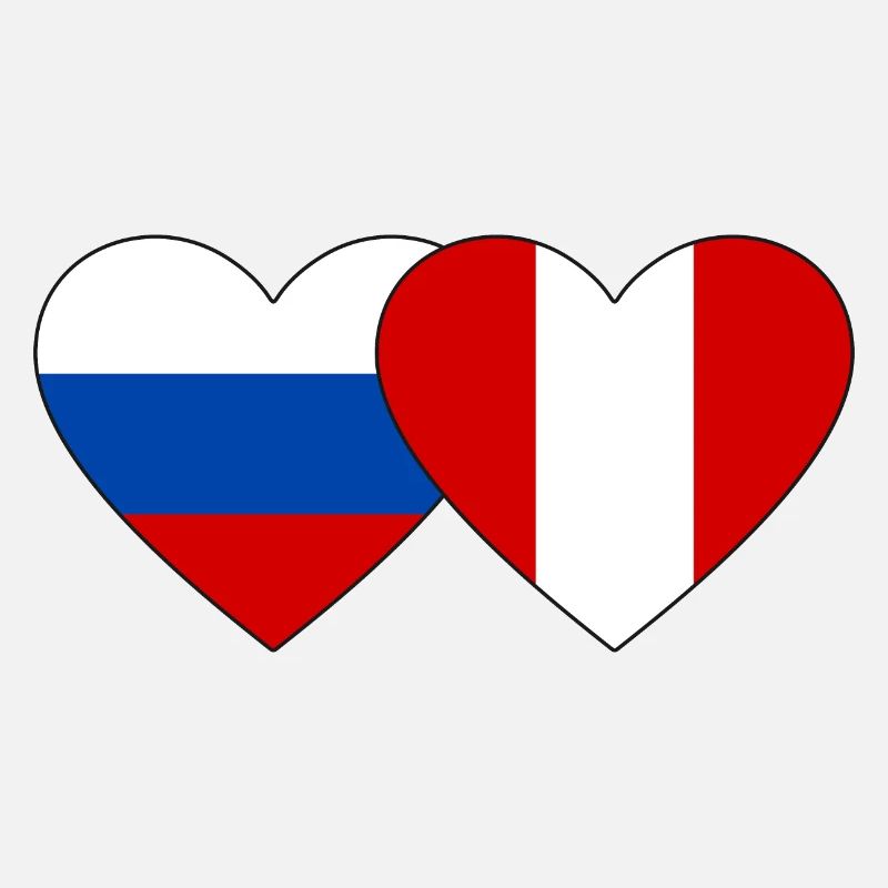 Russia Peru Heart Flag