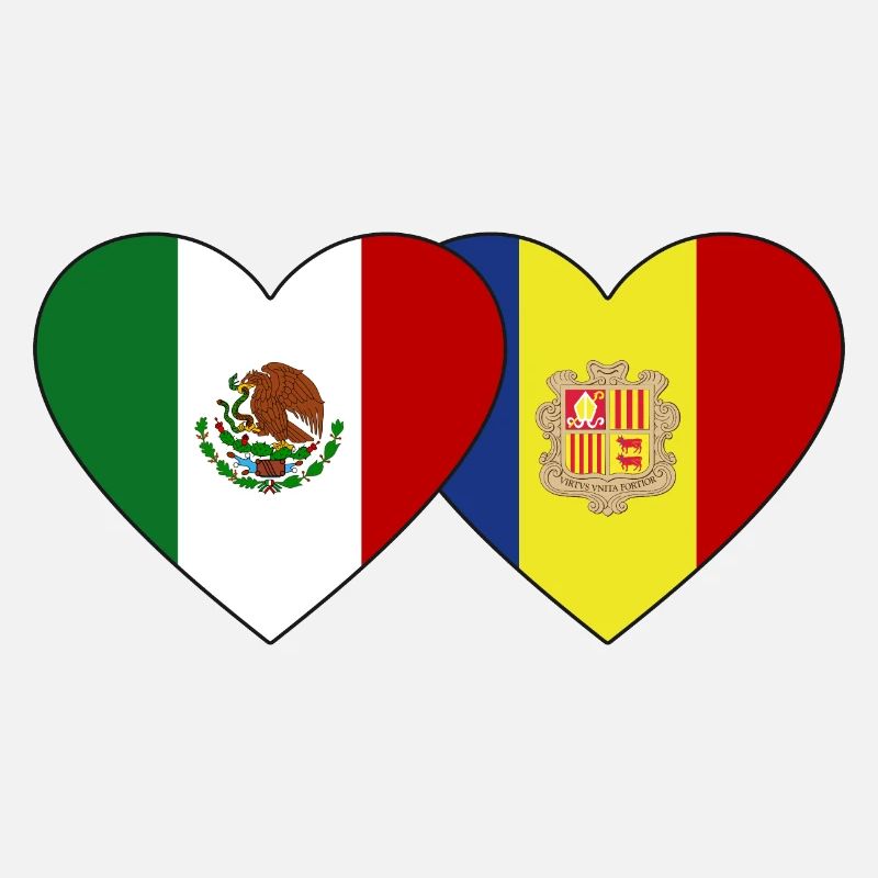 Mexiko Andorra Flagge Herz