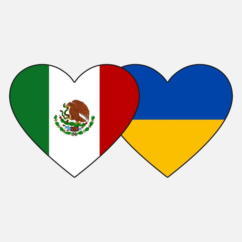 Mexiko Ukraine Flagge Herz