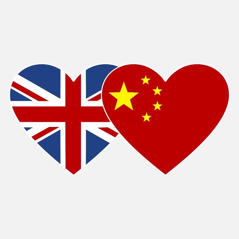 Angleterre Chine Drapeau du cœur