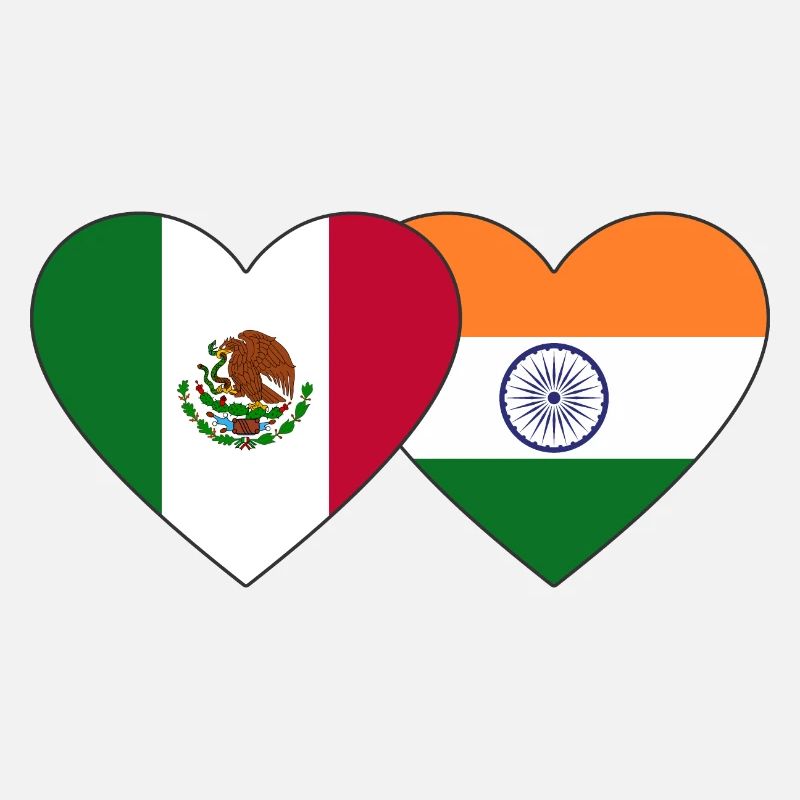 Mexique Inde Drapeau Coeur