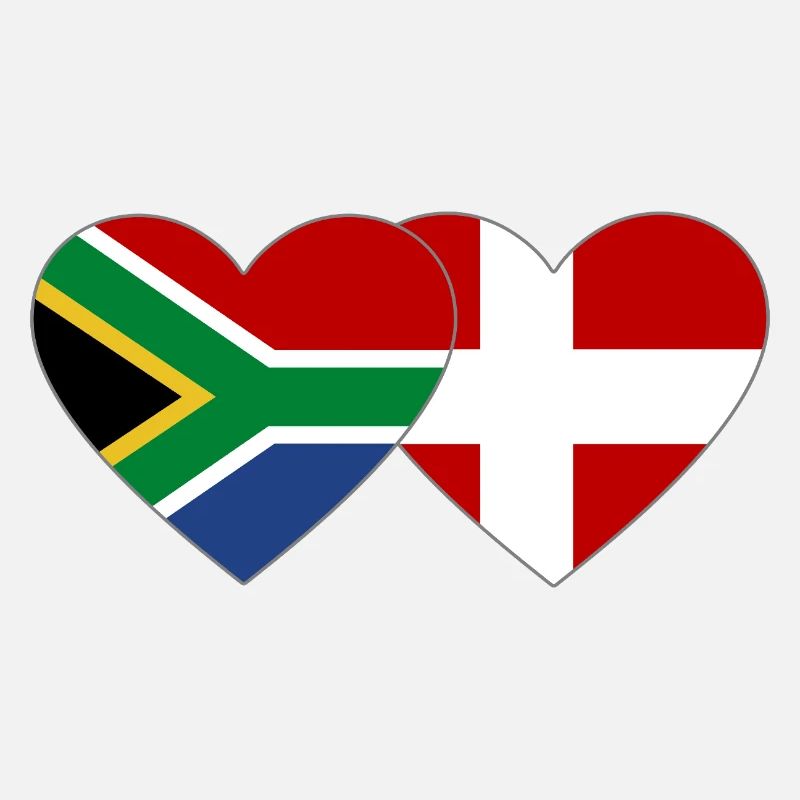 Afrique du Sud Danemark drapeau coeur forme