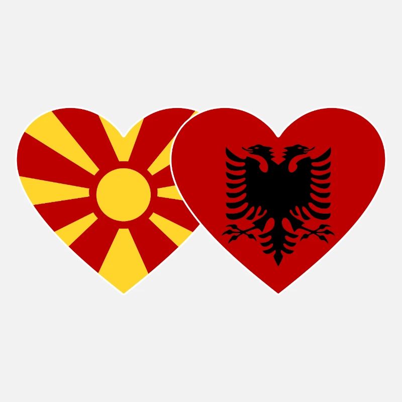 Macédoine Albanie Drapeau Coeur