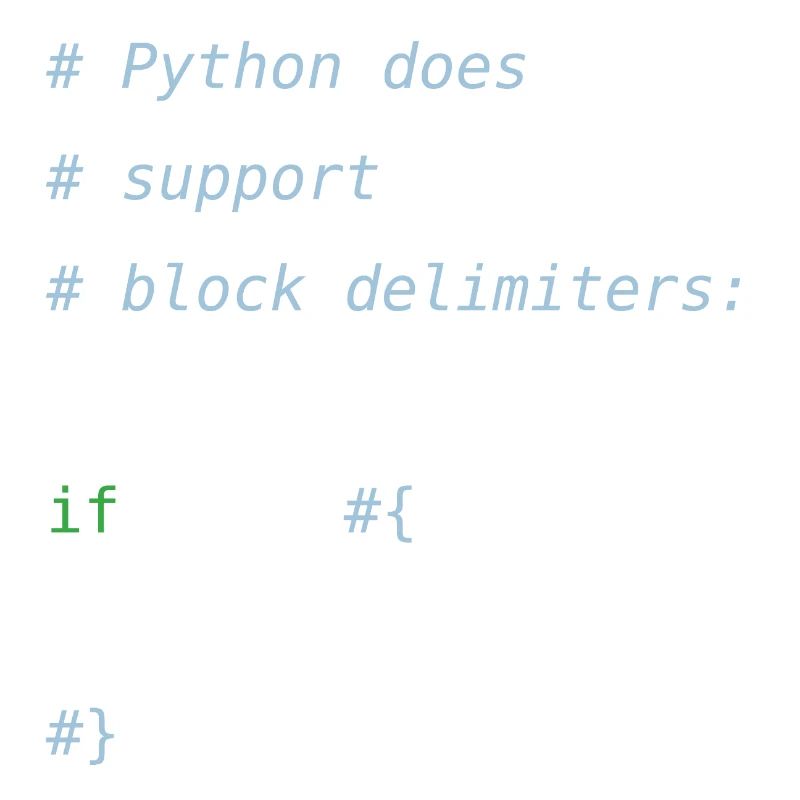 Python code | block delimiters | programmer humor