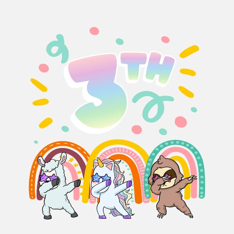 3rd Birthday Dabbing Llama Einhorn Faultier | 3rd