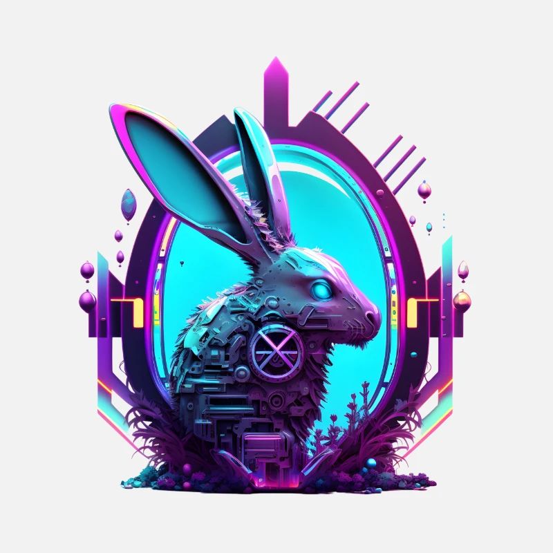 Technologie future œuf de Pâques avec lapins
