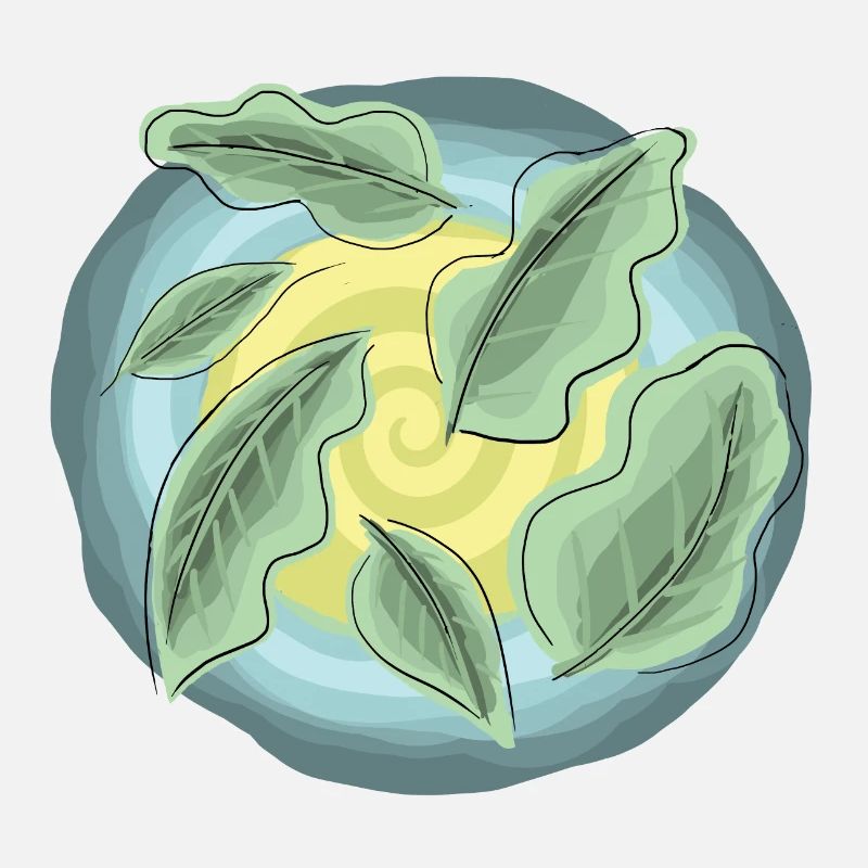 Spirale feuilles de chêne vert jaune bleu