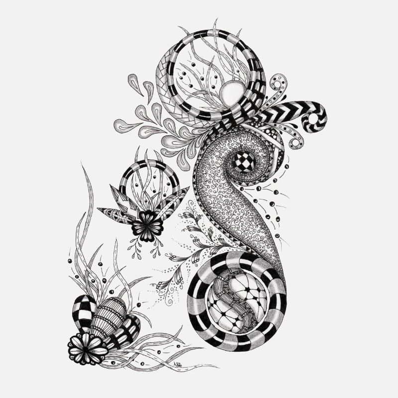 Floral Tangle Drawing