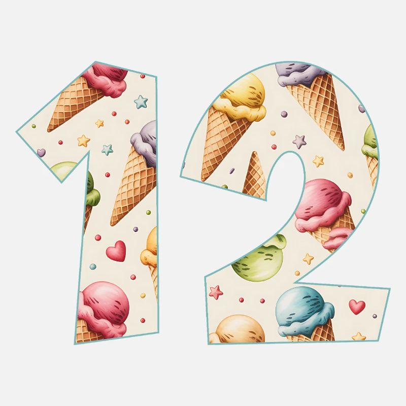 GLACE NUMÉRO 12 ANS CRÈME GLACÉE 12E ANNIVERSAIRE