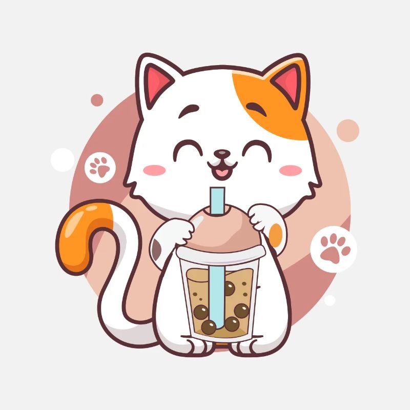 Katze Boba Tee Bubble Tea Anime Kawaii Neko