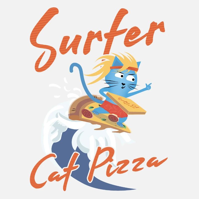 Surfer Cat Pizza - Lustige Katzen