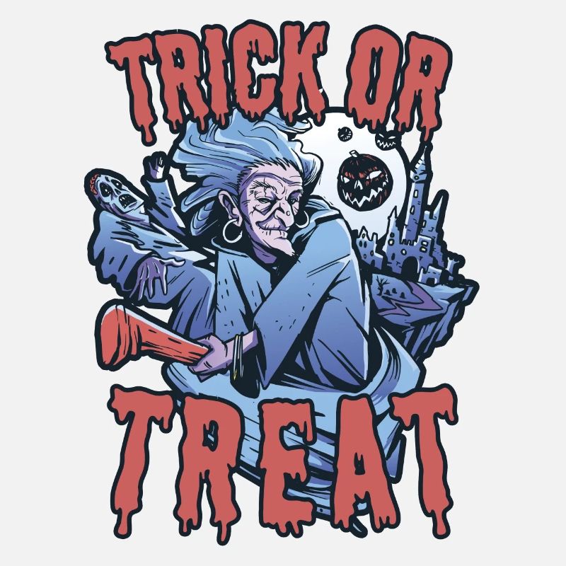 Trick or Treat effrayant Halloween Witch with Broom