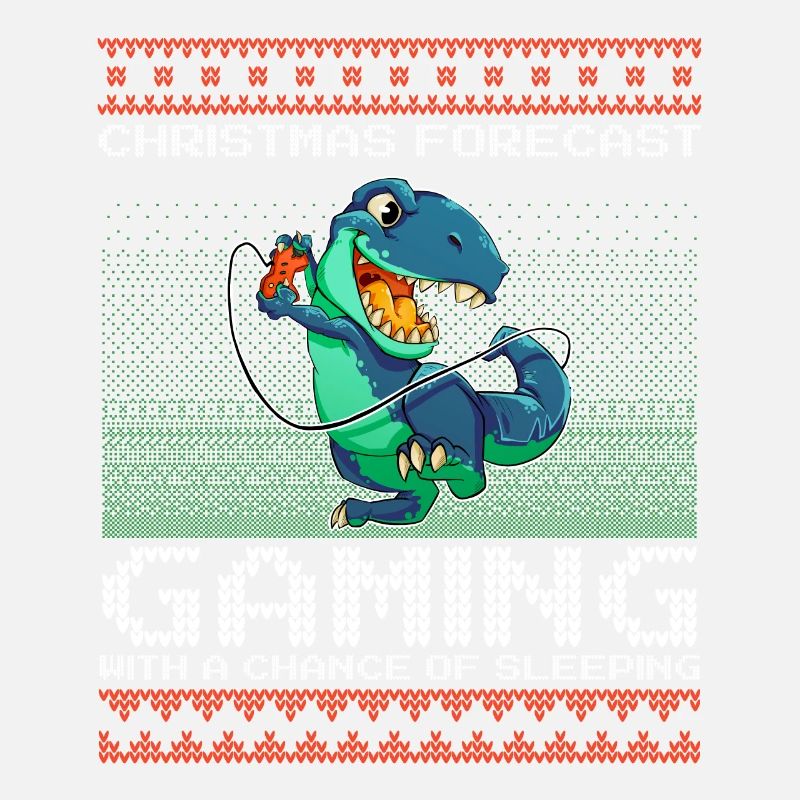 Funny Christmas Forecast Gaming T-Rex Ugly Xmas