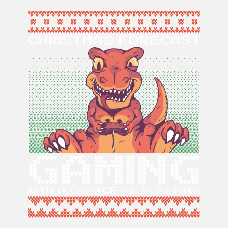 Funny Christmas Forecast Gaming T-Rex Ugly Xmas