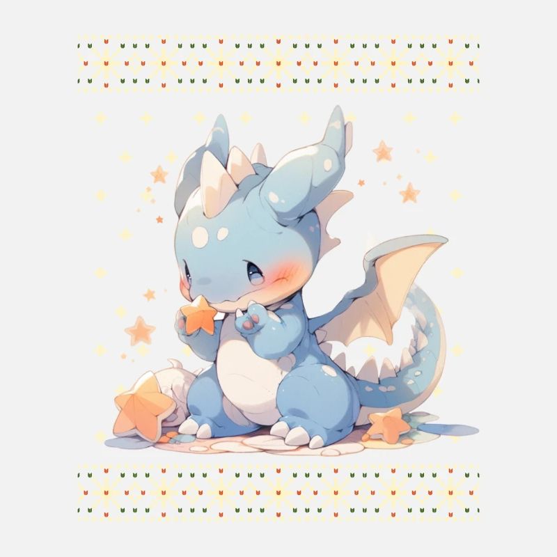 Dragon kawaii dans le style pull de Noël moche