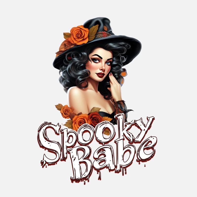 Spooky Babe Retro Hexe mit Rosen Damen