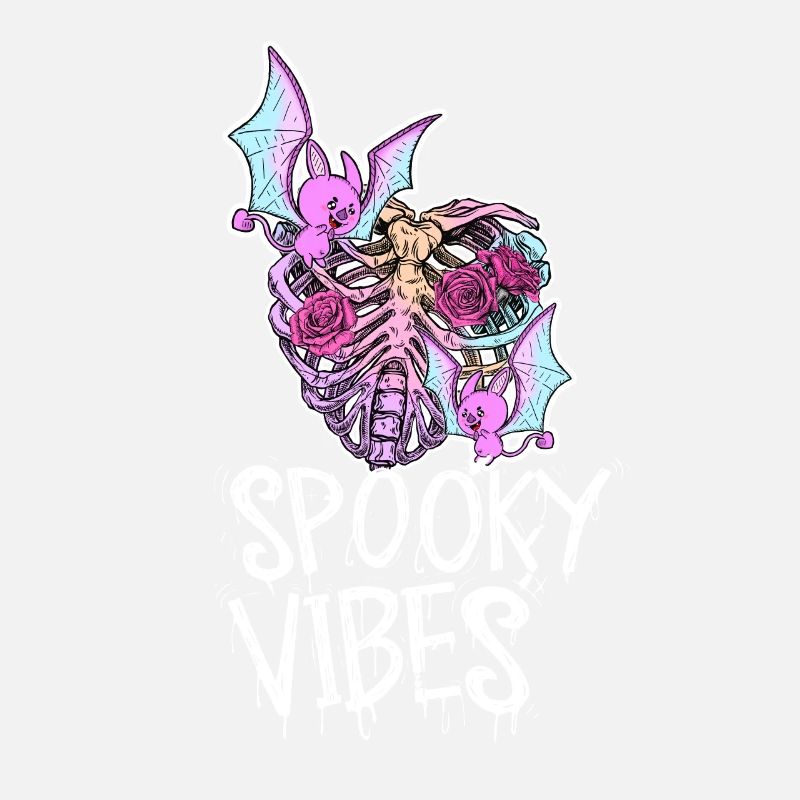Colorful skeleton rib cage with bats design