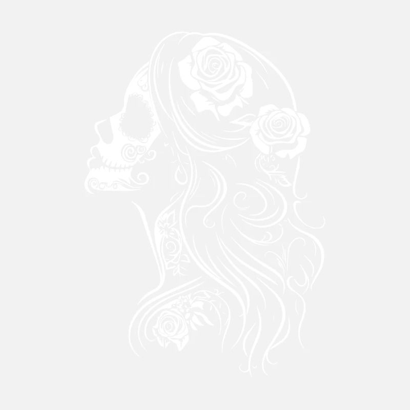 La Catrina Skull Side View with Roses