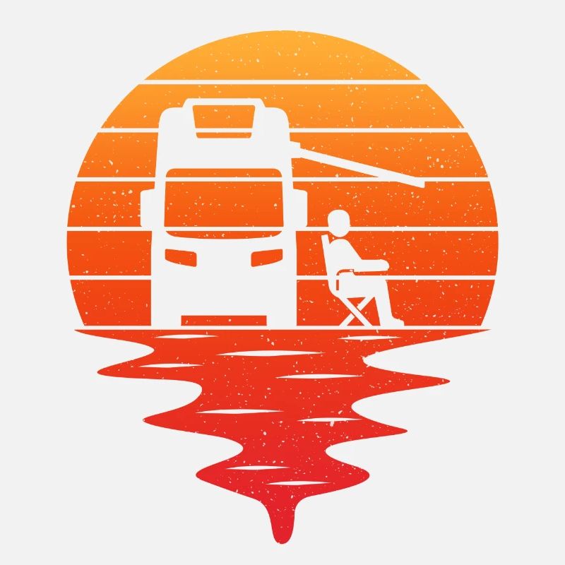 retro sunset camper camping-car caravanning