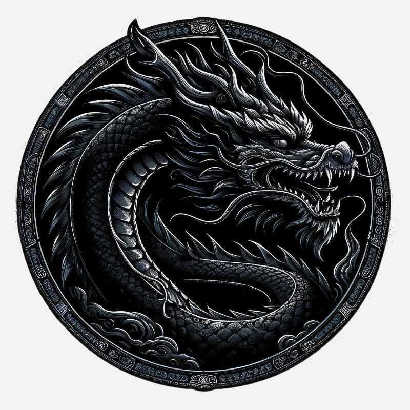Monochromer Mythos: Schwarzer Drache