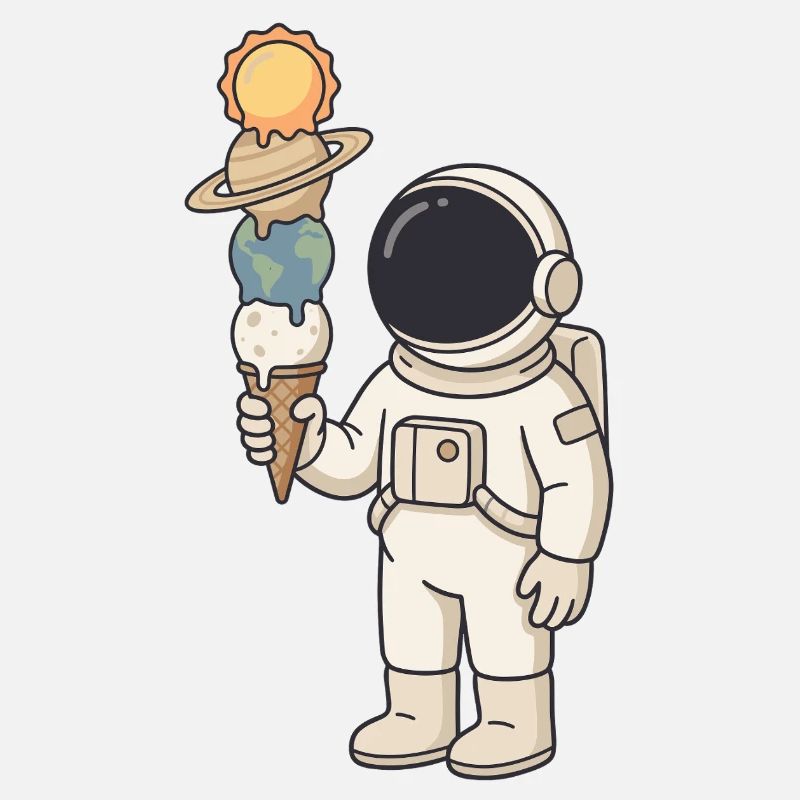 Astronaut mit Planeten-Eis - Cooles Weltraum