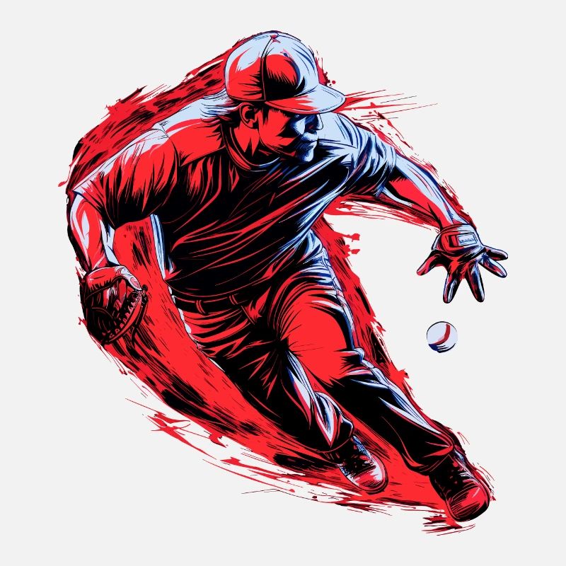 Baseball player red catcher in pop art