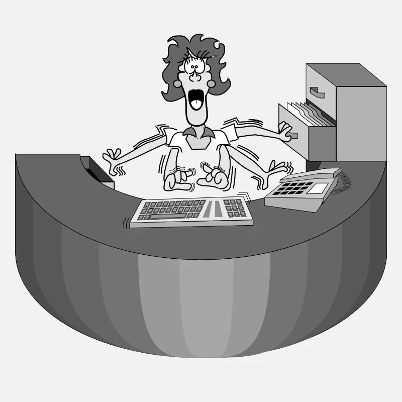 Rezeption Frau Multitasking Idee Geschenk Arbeit